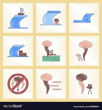 Assembly flat shading style icon nature disaster vector image