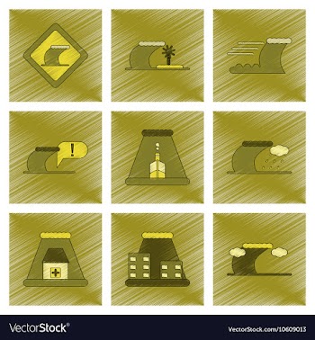 Assembly flat shading style icon nature disaster vector image