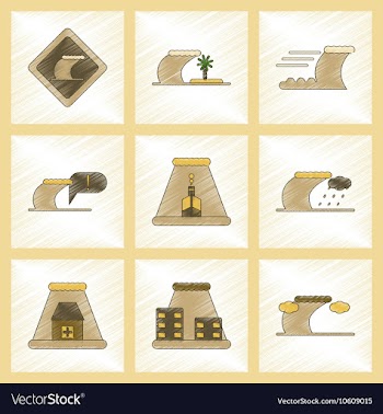 Assembly flat shading style icon nature disaster vector image