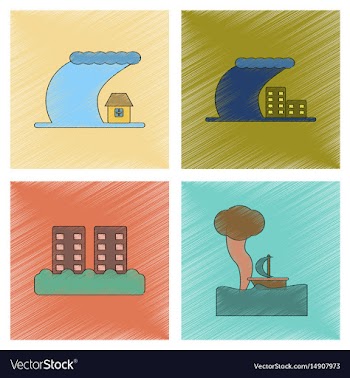 Assembly flat shading style icon nature disaster vector image
