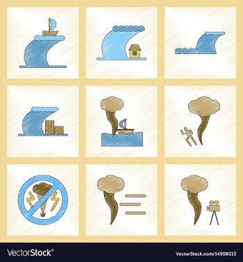 Assembly flat shading style icon nature disaster vector image