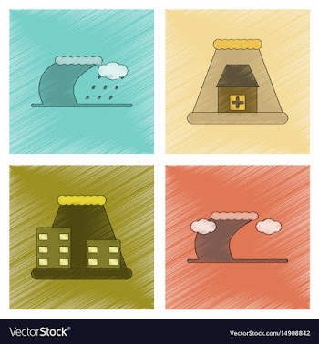 Assembly flat shading style icon nature disaster vector image