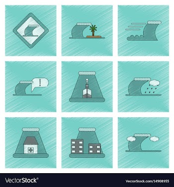 Assembly flat shading style icon nature disaster vector image