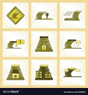 Assembly flat shading style icon nature disaster vector image
