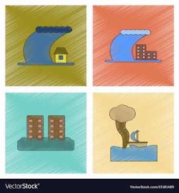 Assembly flat shading style icon nature disaster vector image