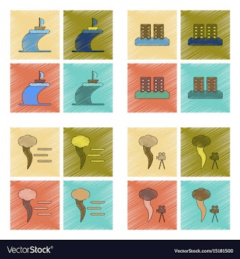 Assembly flat shading style icon nature disaster vector image