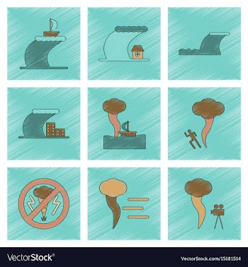 Assembly flat shading style icon nature disaster vector image