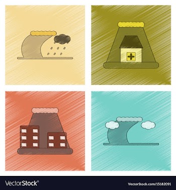 Assembly flat shading style icon nature disaster vector image