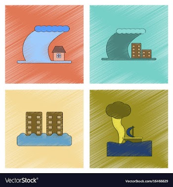 Assembly flat shading style icon nature disaster vector image