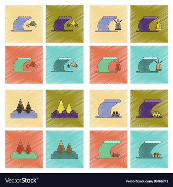 Assembly flat shading style icon nature disaster vector image