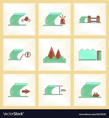 Assembly flat shading style icon nature disaster vector image