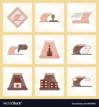 Assembly flat shading style icon nature disaster vector image