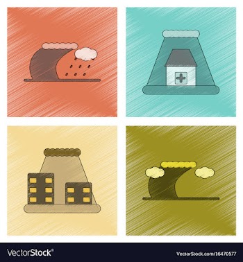 Assembly flat shading style icon nature disaster vector image