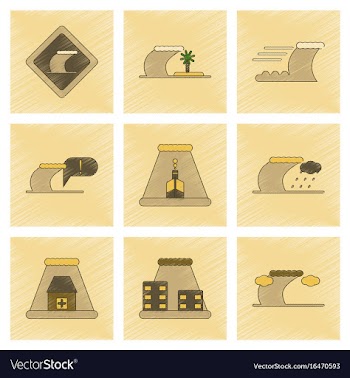 Assembly flat shading style icon nature disaster vector image