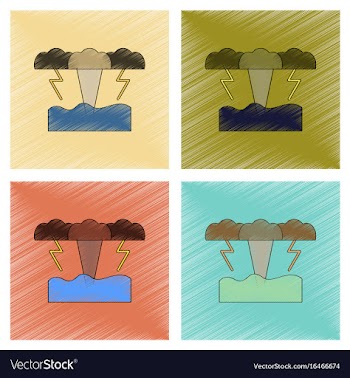 Assembly flat shading style icon nature tsunami vector image