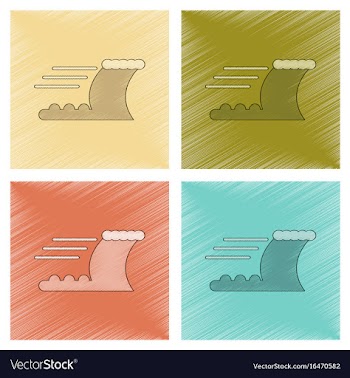 Assembly flat shading style icon ocean tsunami vector image