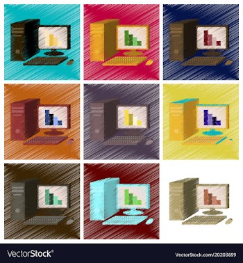 Assembly flat shading style icon office computer vector image