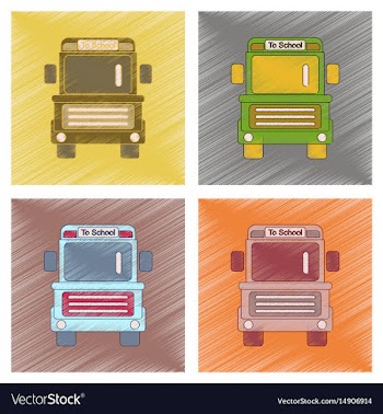 Assembly flat shading style icon school bus vector image