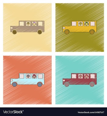 Assembly flat shading style icon school bus vector image