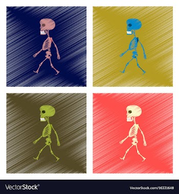 Assembly flat shading style icon skeleton vector image