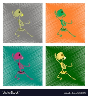 Assembly flat shading style icon skeleton vector image