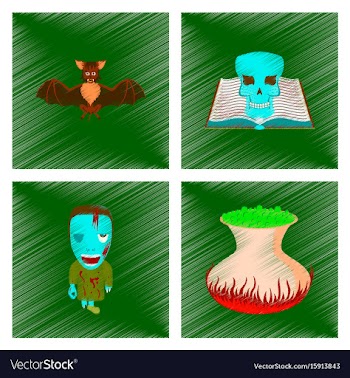 Assembly flat shading style icon spider bat book vector image