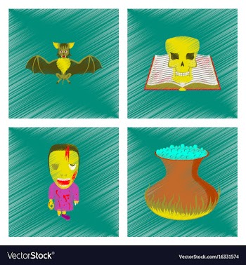 Assembly flat shading style icon spider bat book vector image