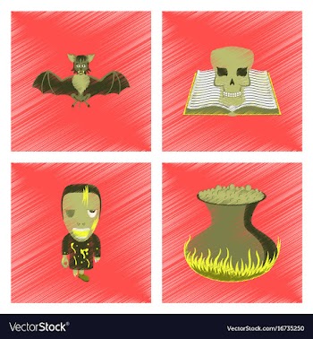 Assembly flat shading style icon spider bat book vector image