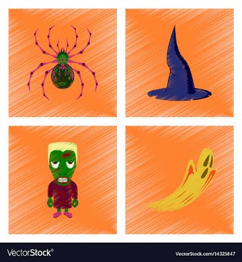 Assembly flat shading style icon spider witch hat vector image