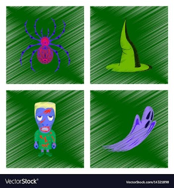 Assembly flat shading style icon spider witch hat vector image