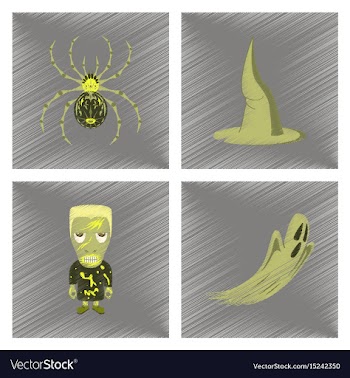 Assembly flat shading style icon spider witch hat vector image