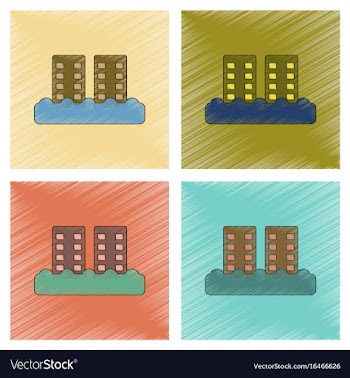 Assembly flat shading style icon tsunami city vector image