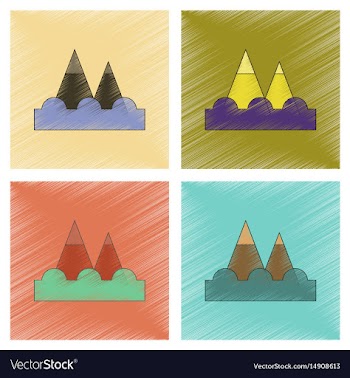 Assembly flat shading style icon tsunami mountains vector image