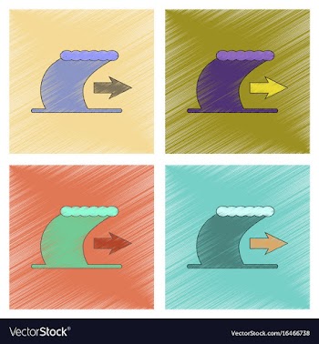 Assembly flat shading style icon tsunami movement vector image