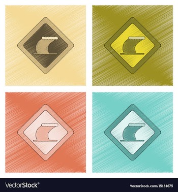 Assembly flat shading style icon tsunami sign vector image