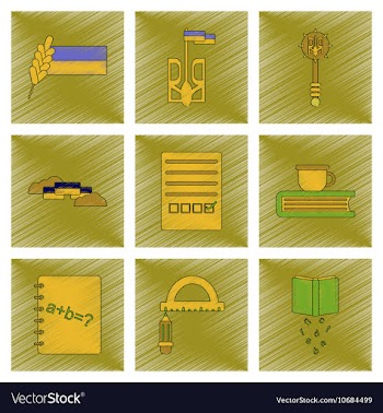 Assembly flat shading style icon Ukrainian school vector image
