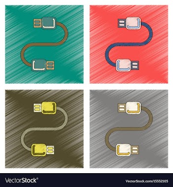 Assembly flat shading style icon usb cable vector image
