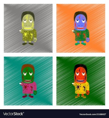Assembly flat shading style icon zombie men vector image