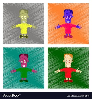 Assembly flat shading style icon zombie men vector image