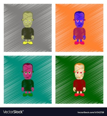 Assembly flat shading style icon zombie men vector image