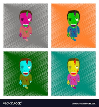 Assembly flat shading style icon zombie men vector image