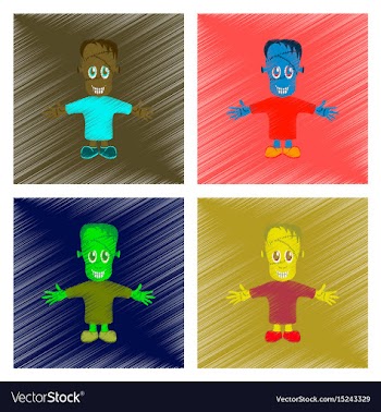 Assembly flat shading style icon zombie men vector image