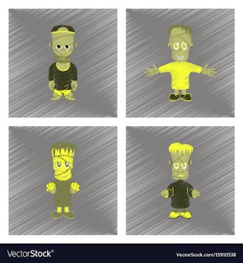 Assembly flat shading style icon zombie men vector image