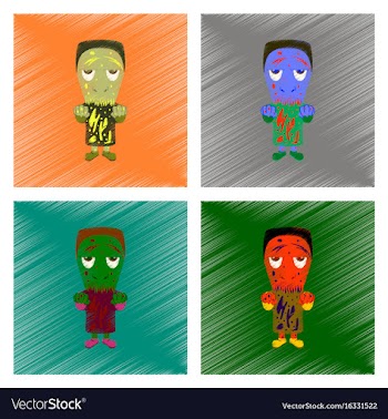 Assembly flat shading style icon zombie men vector image