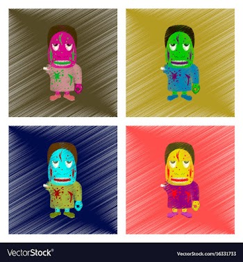 Assembly flat shading style icon zombie men vector image
