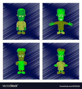 Assembly flat shading style icon zombie men vector image