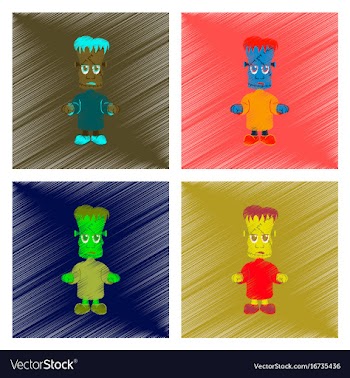 Assembly flat shading style icon zombie men vector image