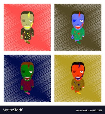 Assembly flat shading style icon zombie men vector image