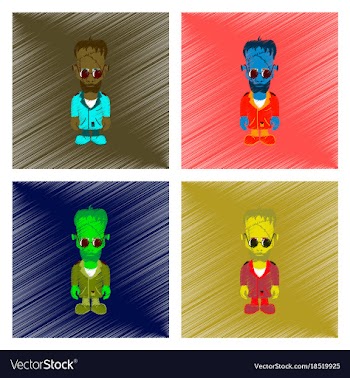 Assembly flat shading style icon zombie men vector image
