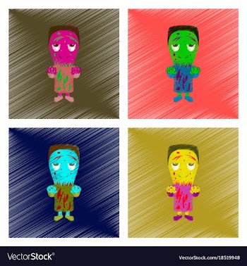 Assembly flat shading style icon zombie men vector image